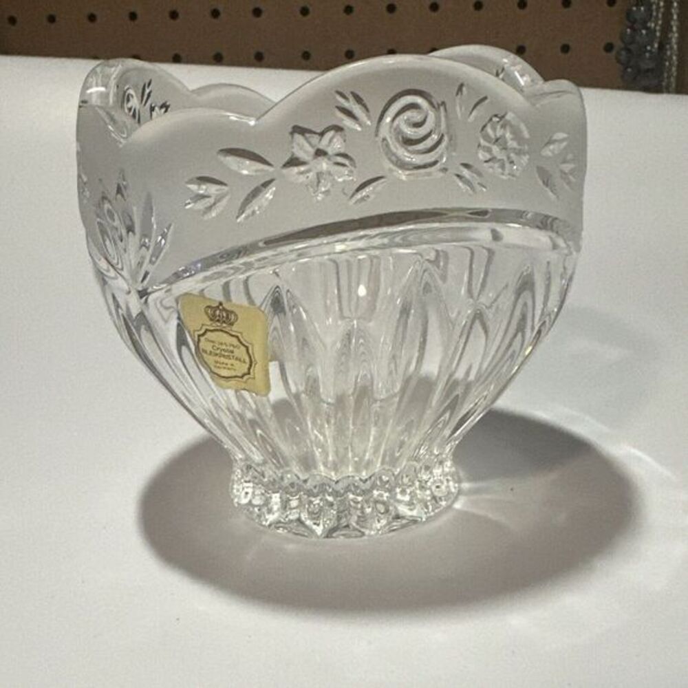 Vintage Lead‎ Crystal Southern Garden Candy Dish by Oneida Germany